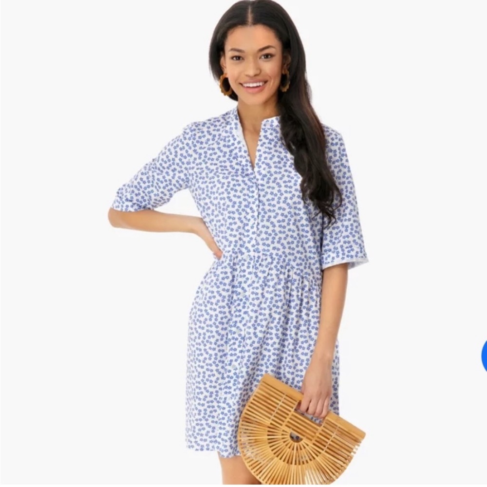 Tuckernuck Royal Ditsy Floral Shirt Dress xs
